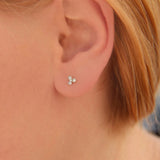 Three Petal Flower Diamond Earrings