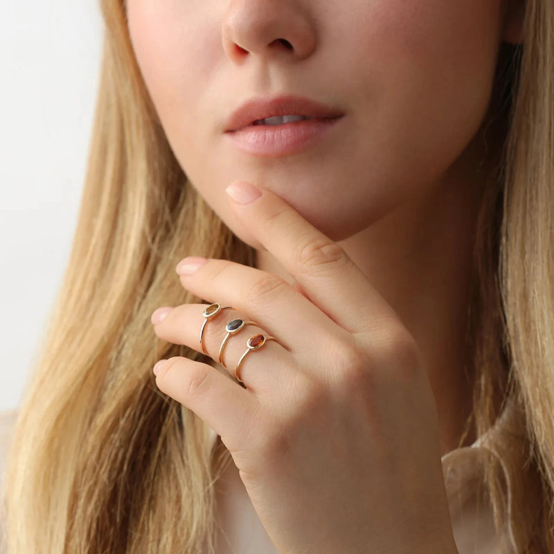 solid gold birthstone stacking rings