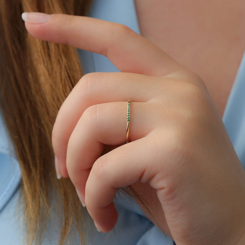 emerald may birthstone stacking band