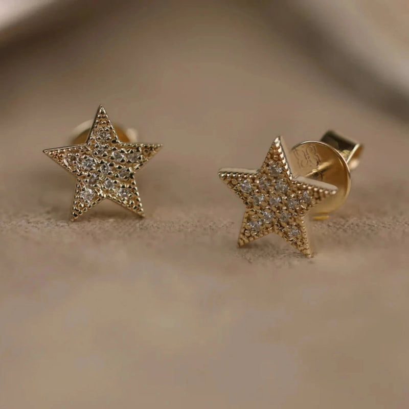 minimalist natural multi diamond star earrings