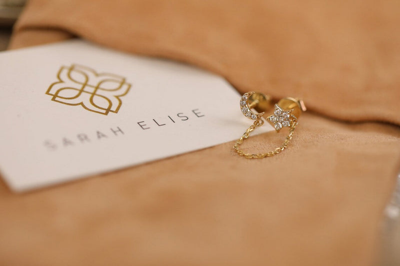 gold and diamond chain studs