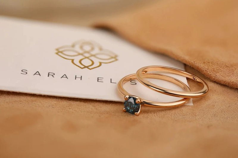 handmade solid gold petite ring set
