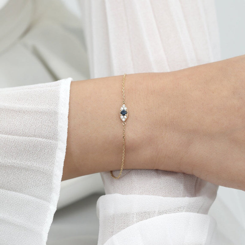 cable chain sapphire diamond protection eye bracelet