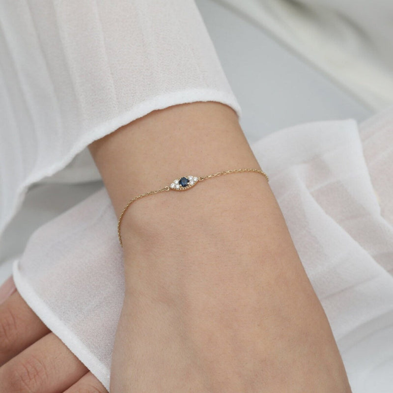 petite sapphire diamond evil eye bracelet