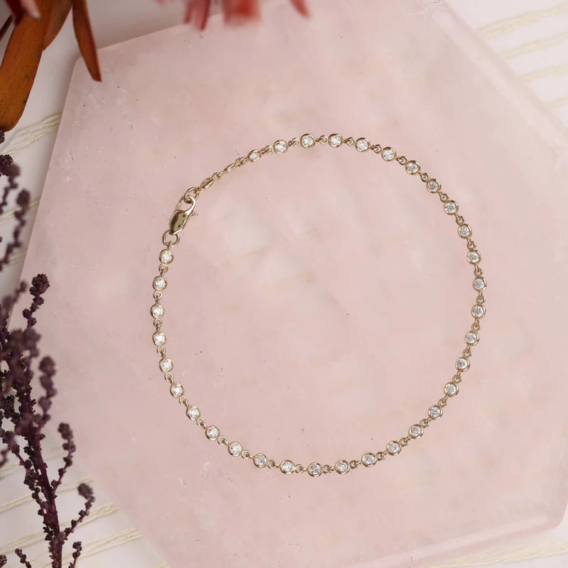 handmade white diamond tennis bracelet