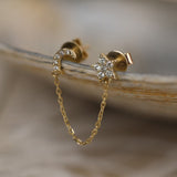 crescent and star chain earring