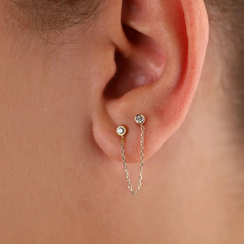 14K Gold Chain & Bead Station Front to Back Drop Earring | Avitabile Fine  Jewelers | Hanover, MA