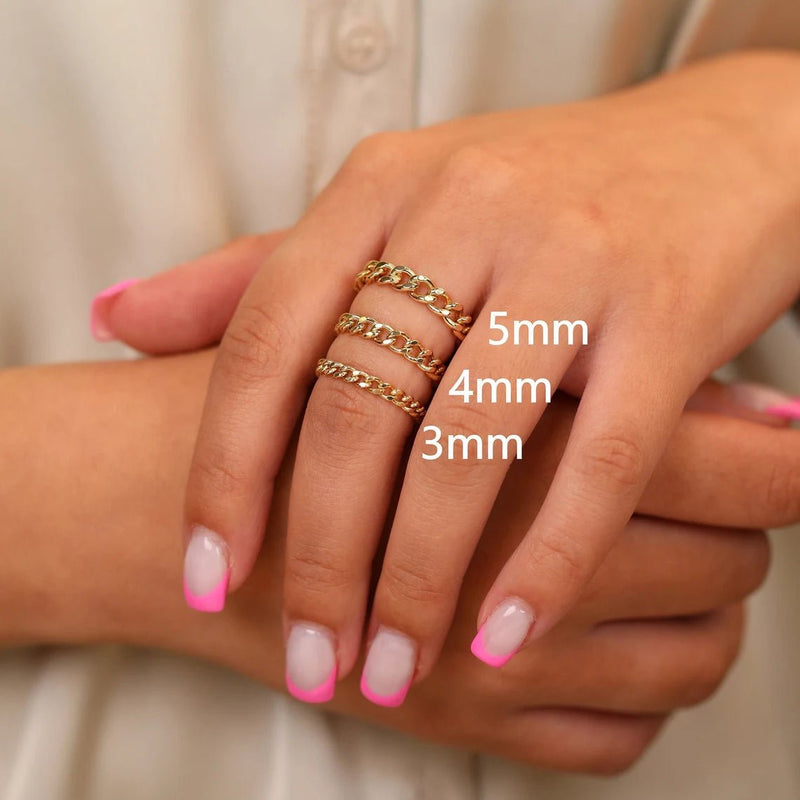 Plain Gold Cuban Chain Ring Sizes