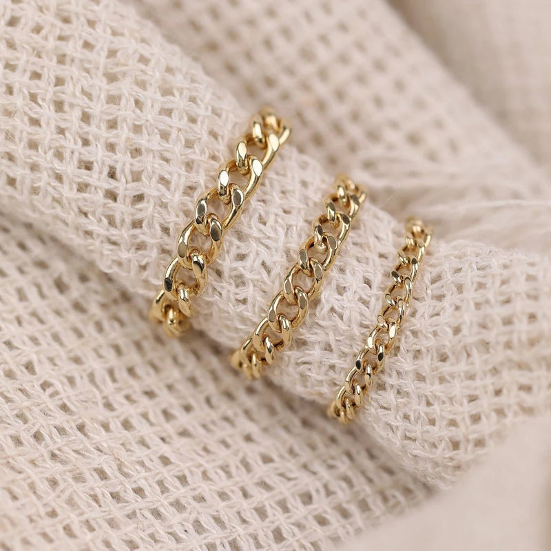Dainty Gold Cuban Chain Rings