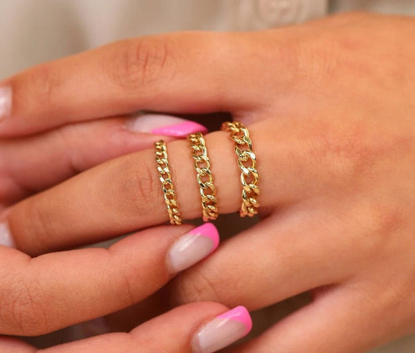 Plain Gold Cuban Chain Rings