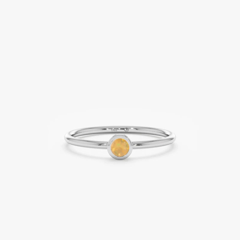 white gold natural opal ring