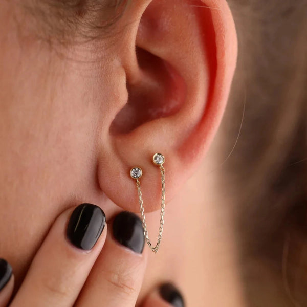 Diamond Dangling Chain Earrings