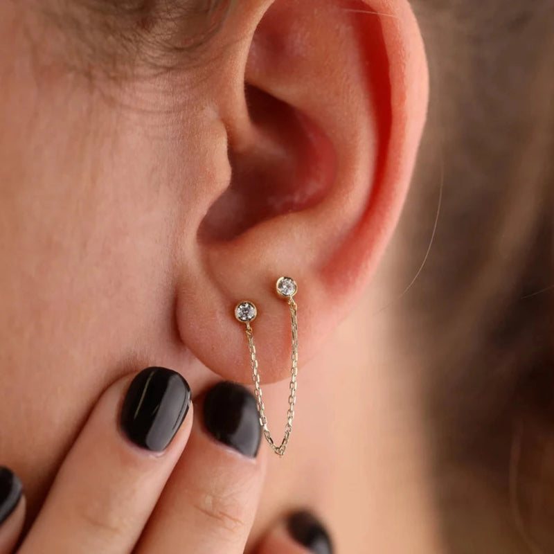 Diamond Dangling Chain Earrings