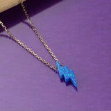 Natural Blue Opal Lightning Bolt Necklace, Ophelia