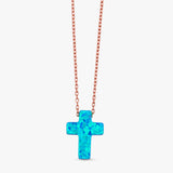 rose gold chain necklace with natural blue opal