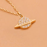 Pave diamond Saturn Necklace