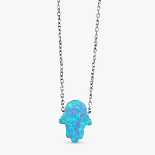 White gold chain hamsa necklace