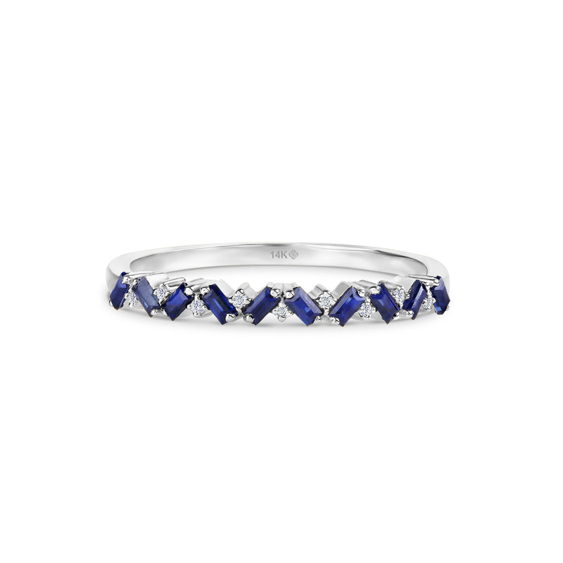 White Gold Cluster Blue Sapphire Ring