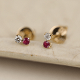 natural ruby and diamond studs