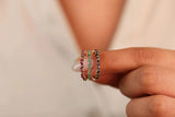 Baguette Gemstone and Diamond Cluster Ring