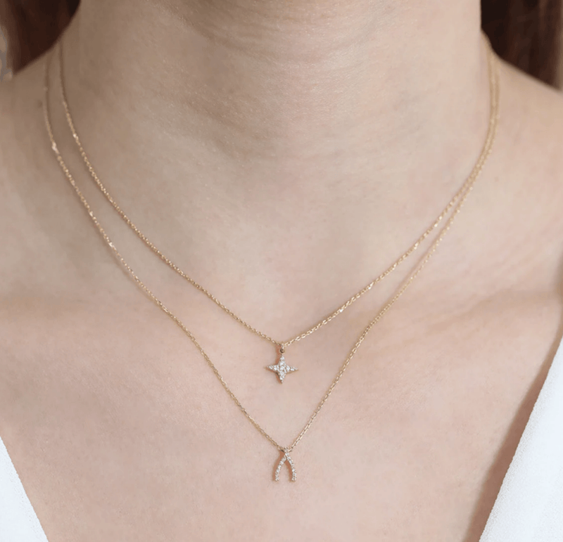 wishbone and north star necklaces