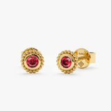 Yellow Gold Ruby Art Deco Earring