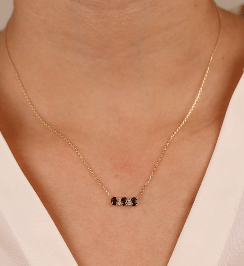 natural garnet and diamond necklace