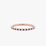 rose gold natural sapphire diamond band
